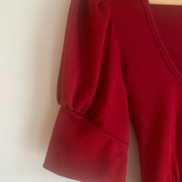 ♣️ 3/$20 FOREVER 21 crimson red puff sleeve dress - Picture 5 of 7